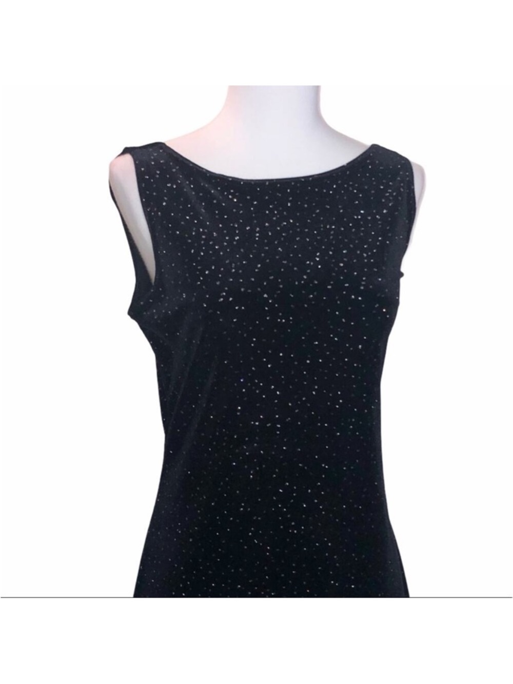 Byer Too Black Velvet Silver Sparkling Dot Dress M - Picture 2 of 5